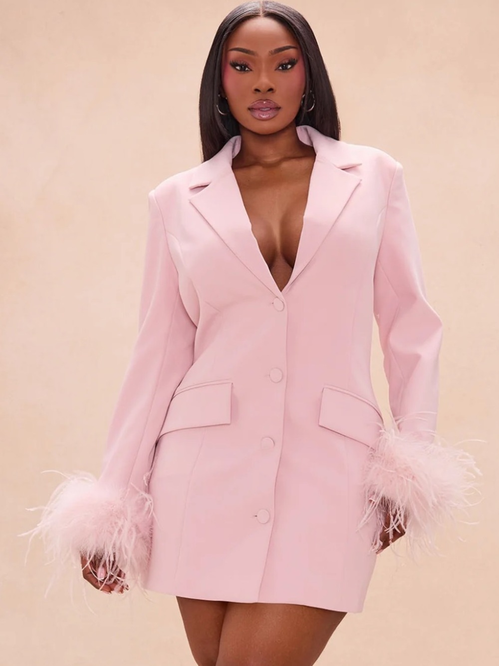 Mirage Blazer Feather Mini Dress Mauve